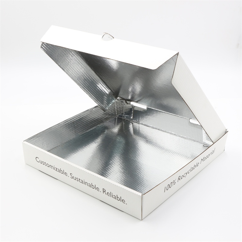 Custom Logo Aluminum Foil Corrugated Pizza Box Kraft Paper Food Packaging for Pizzas and Fast Takeaway Foods