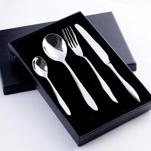Elegant Navy Color Rigid Cardboard Cutlery Packaging Box with Insert