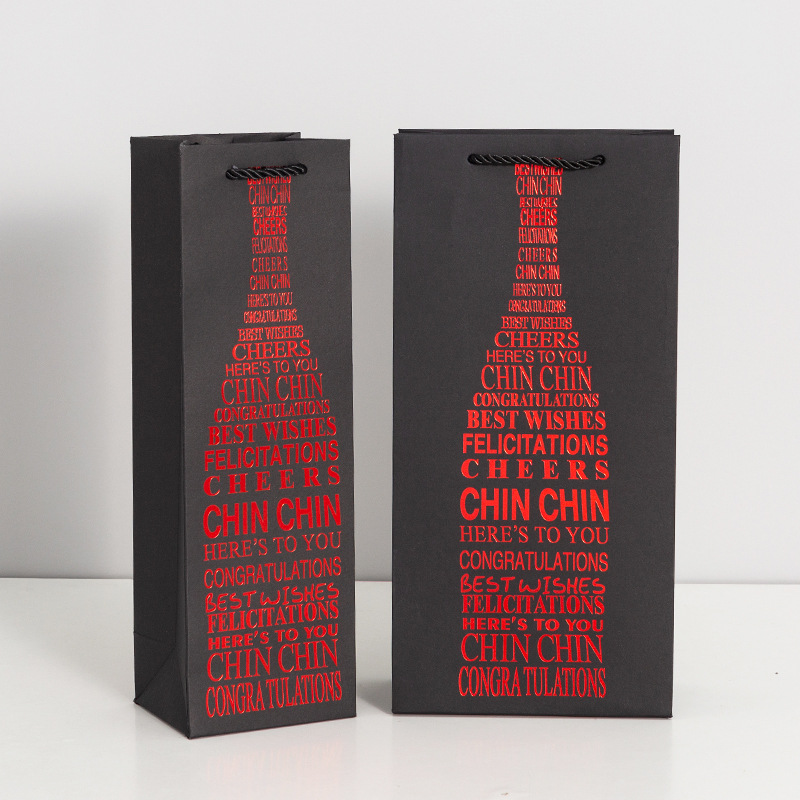 China Wholesale Custom Logo Printed Wine Paper Packaging Bags With Handles
