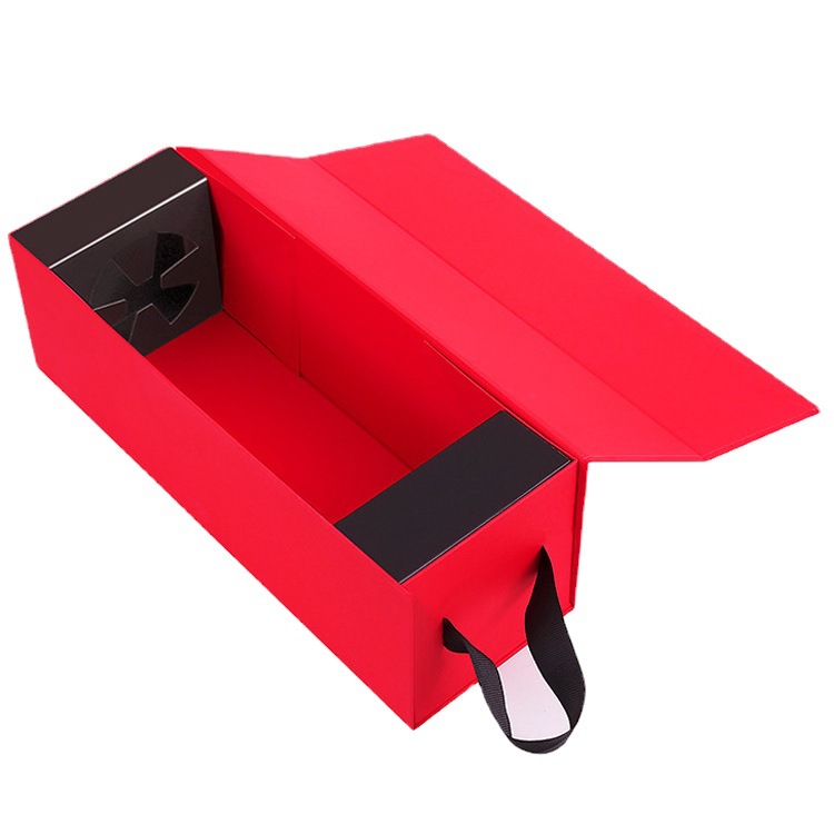 Rigid Custom Brand Logo Printed Wine Packaging Box With Handle