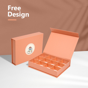 Book Shape Custom Gift Packaging Box Food Grade Cardboard Chocolate And Sweet Dessert Packing Box with Golden Paper Divider
