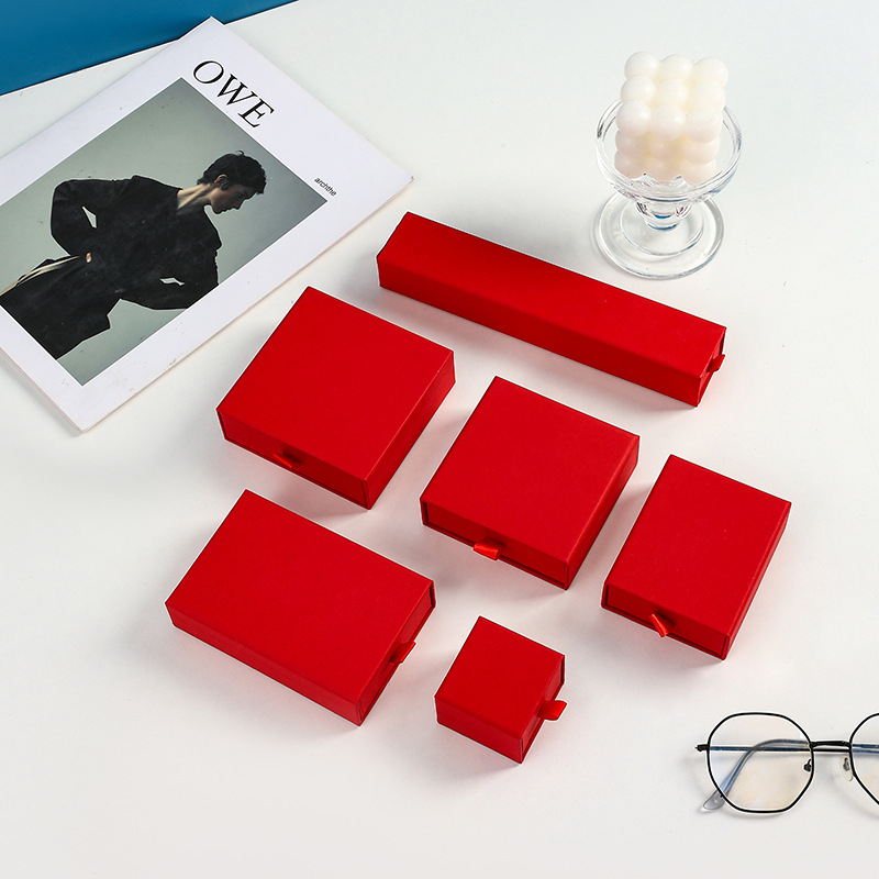 Qingdao Flourish Factory Wholesale Cardboard Paper Packaging Gift Jewelry Box With Satin Pull