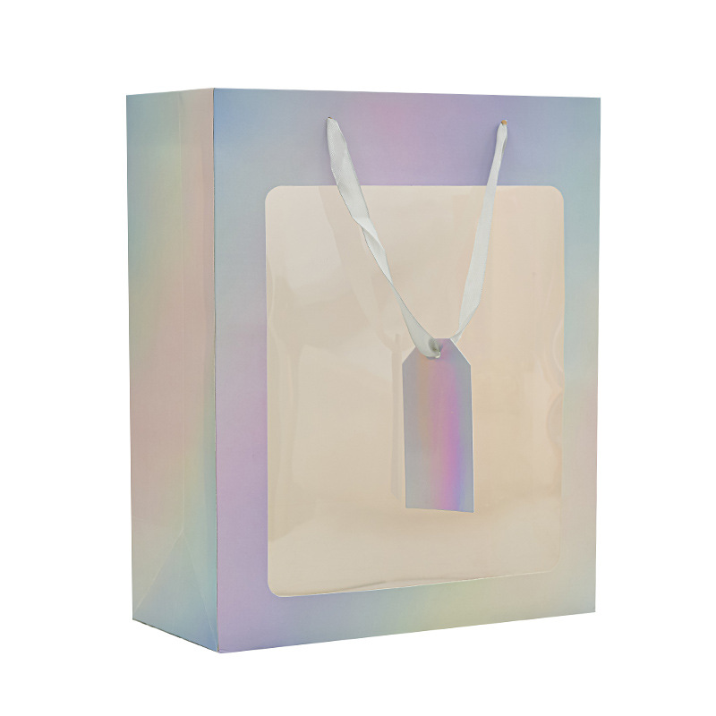 China Wholesale Custom Logo Printing Fashion Paper Packaging Gift Bag With Window