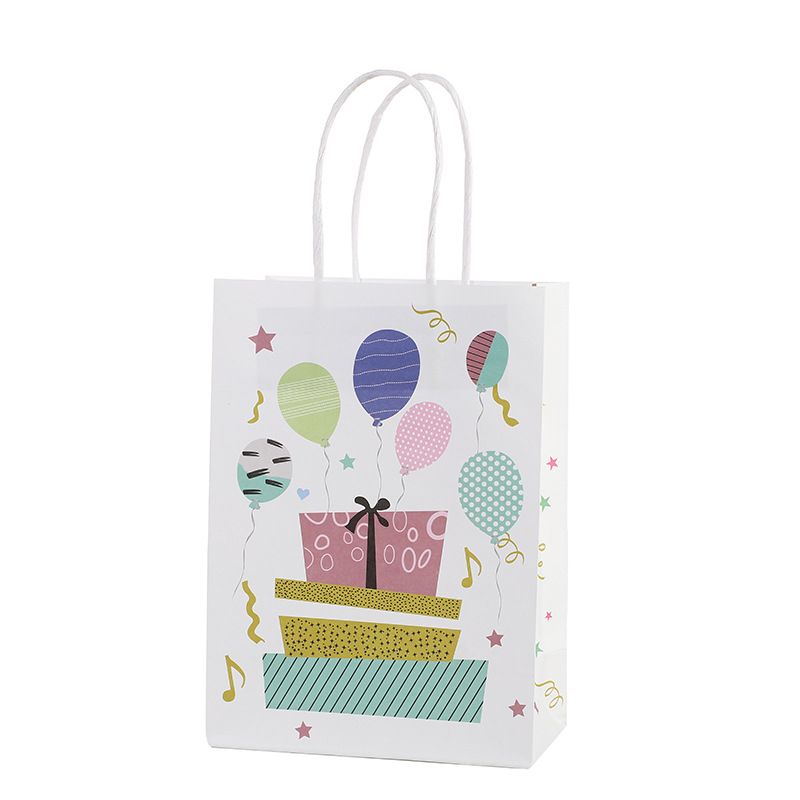 Natural White Kraft Paper Packaging Gift Bags With Twisted Handle