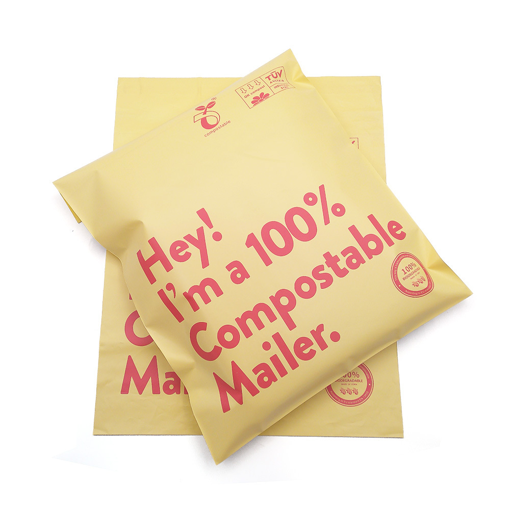 10X13′′+1.57′′ Custom Thank You Thanks Compostable Poly Mailer Corn Starch PBAT PLA Biodegradable Courier Mailing Shipping Packaging Bag