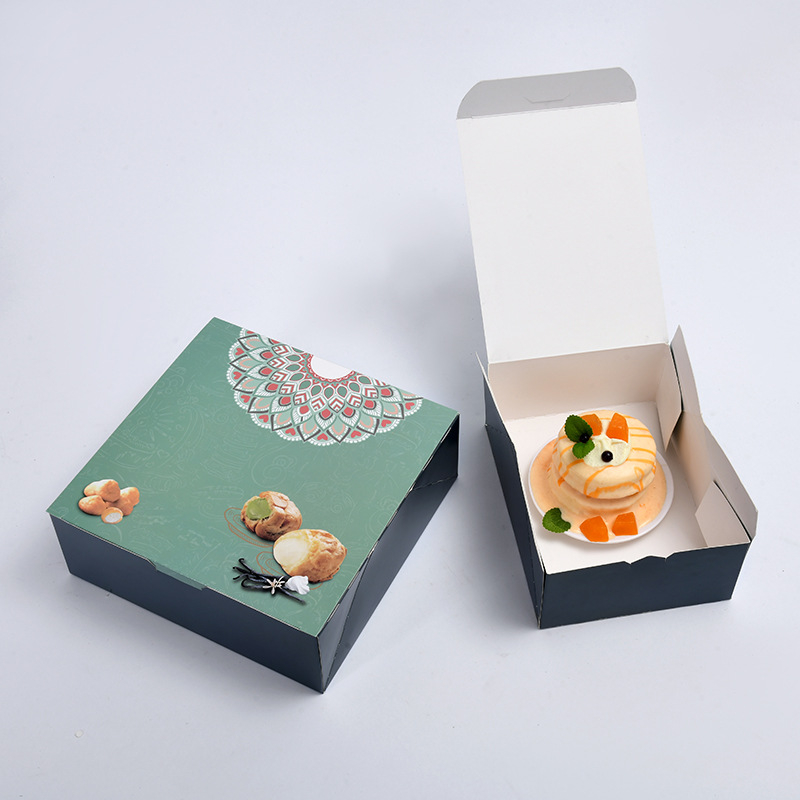 Food Grade Custom Print Luxury Foldable Disposable Small Bakery Bread Cake Cupcake Pizza Packing Donut Packing Tear Off Strips Box 