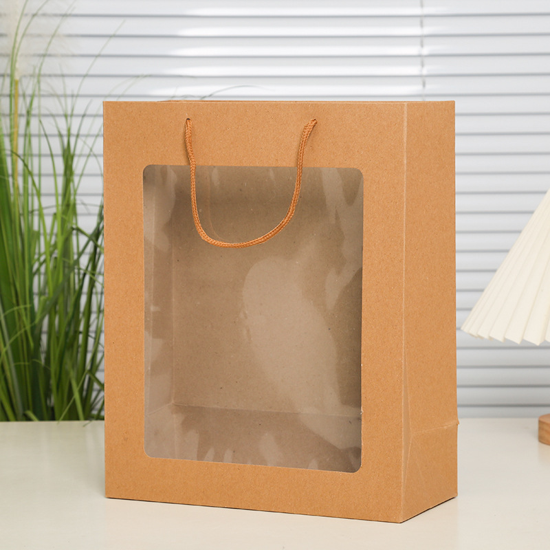 Wholesale Eco-friendly Recyclable Kraft Paper Shopping Bags With Window