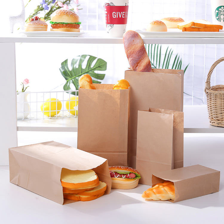 Wholesale Eco-friendly Food Grade Kraft Paper Bag For Packaging Fast Food/Snack/Bread