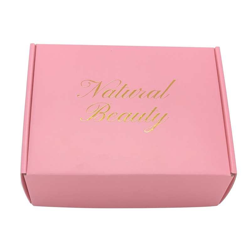 Hot Stamping Custom Logo Pink Shipping Boxes，Corrugated Paper Packaging Carton Box