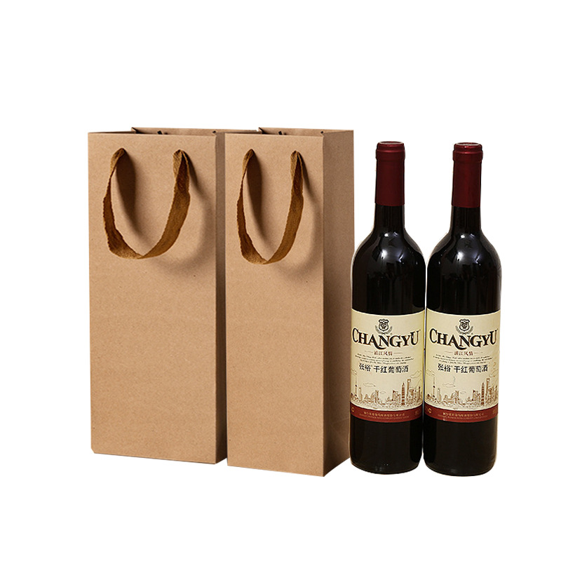 China Wholesale Wine Paper Packaging Bags With Custom Logo