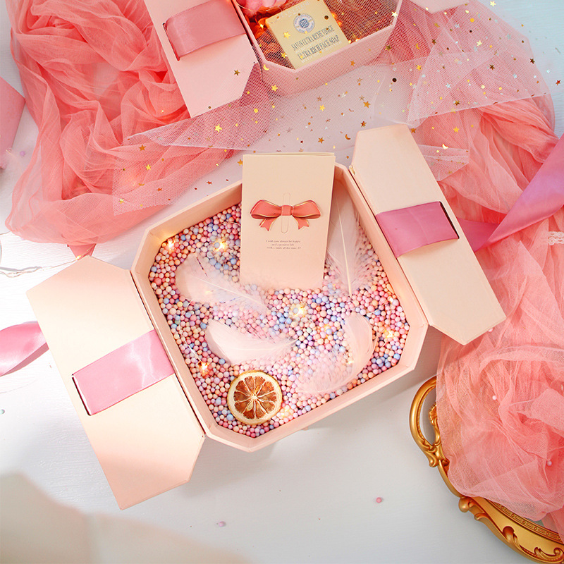 Ribbon Closure Foldable Cardboard Paper Packaging Gift Carton Box