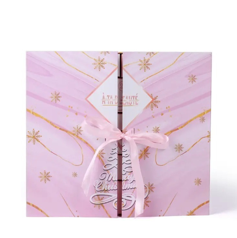 2025 Christmas Xmas Factory Custom Printing Advent Calendar Folding Drawer Paper Cardboard Carton Packaging Packing Package Gift Box for Makeup Chocolate Toy