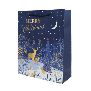 High-End Portable Christmas Gift Cardboard Paper Packing Packaging Shopping Bag Customized by China Factory with Matt Lamination Embossing Print Handling 