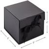 matte black rigid gift box with ribbon bow | collapsible packaging box with crinkle paper filler for wedding, birthday and corporate gifts