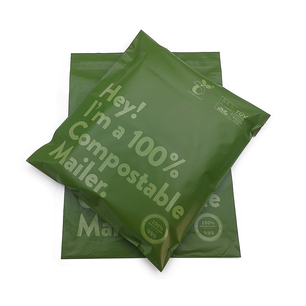 10X13′′+1.57′′ Custom Thank You Thanks Compostable Poly Mailer Corn Starch PBAT PLA Biodegradable Courier Mailing Shipping Packaging Bag