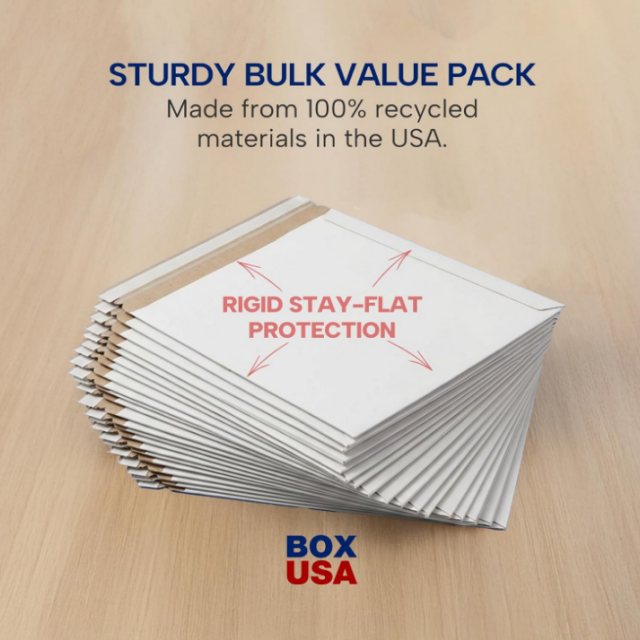 Customizable 18x24 Inch Self-Sealing Stay Flat Rigid Cardboard Mailers Recycled White Chipboard Envelopes For Art Prints Photos Posters Shipping Packaging