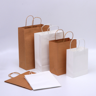 Recyclable Kraft Paper Packaging Gift Bags,Twisted Handle Bags