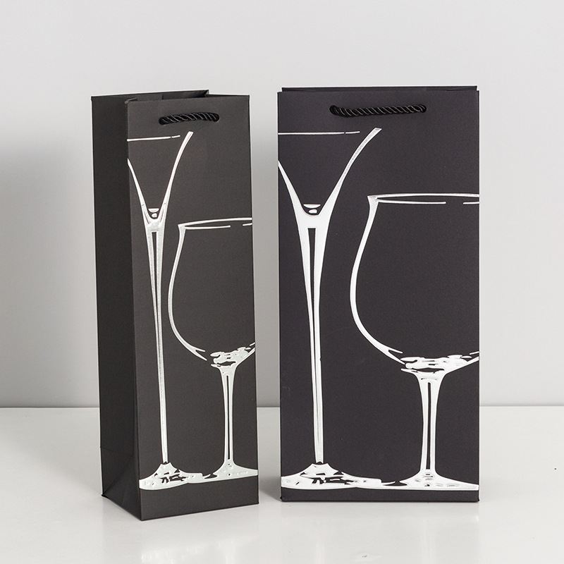 China Wholesale Custom Logo Printed Wine Paper Packaging Bags With Handles