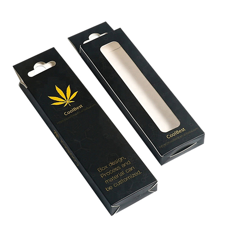 China Manufacturer Wholesale Transparent Window Black Card Box With Hook For Packaging