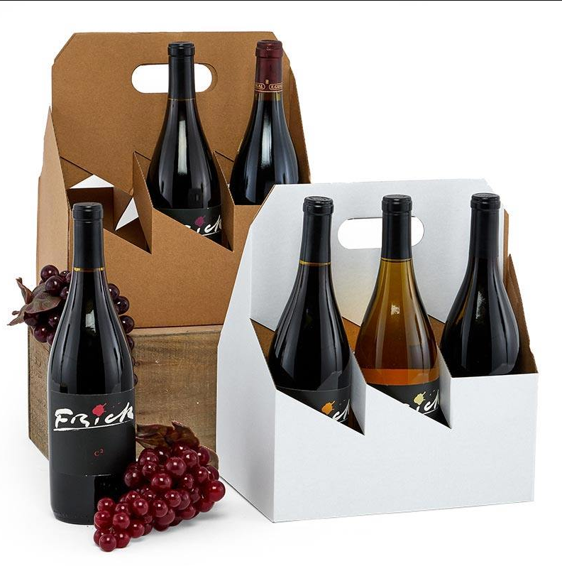 New Arrivals Corrugated Paper Wine Bottle Packaging Basket Box