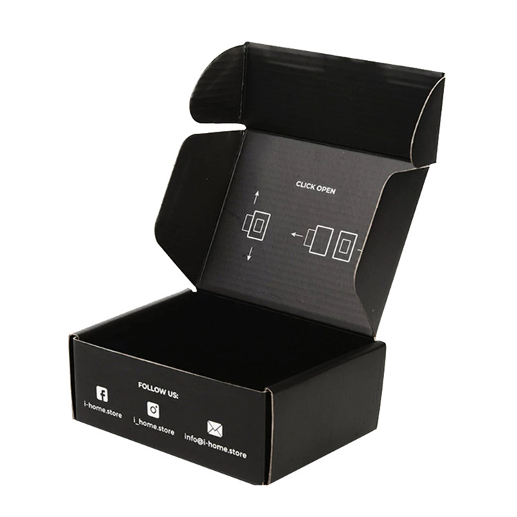 Black Color Mailer Box With Custom Logo Printed,China Wholesale Corrugated Paper Carton Box