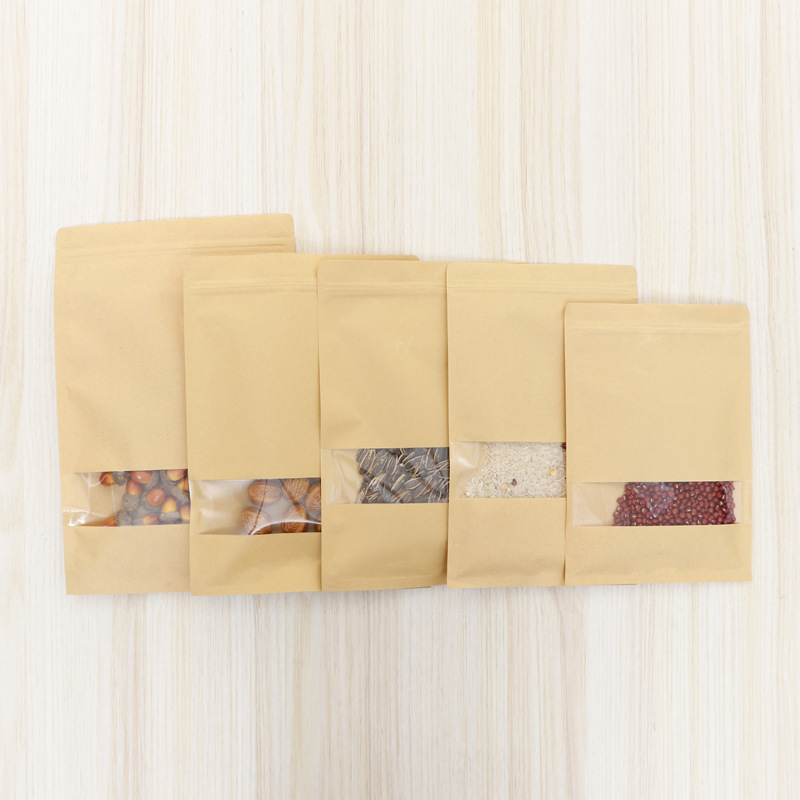 China Manufacturer Wholesale Kraft/Brown Paper Packaging Sealed Bags,Custom Stand Up/Flat Bottom Paper Pouch