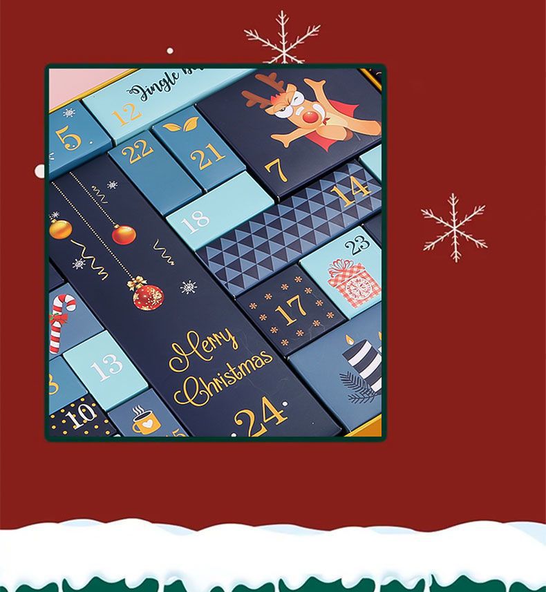 Custom Gift Woman 25 Days Cosmetic Make Up Beauty Jewelry Chocolate Luxury Empty Christmas Advent Calendar Packaging Gift Box Mystery Blind Boxes