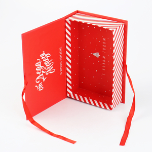 Magnetic Rigid Cmyk Color Printing Cutout Insert Book-Shape Customized Cosmetic Gift Packaging Package Packing Carton Box for Christmas Xmas New Year Decoration
