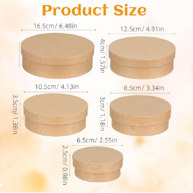 5 Sizes Nesting Round Kraft Paper Gift Boxes Eco Friendly Practical Packaging For Holiday & Wedding Gifts