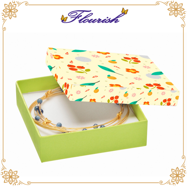 Bright Green Color Square Coated Paper Bangle Jewelry Box