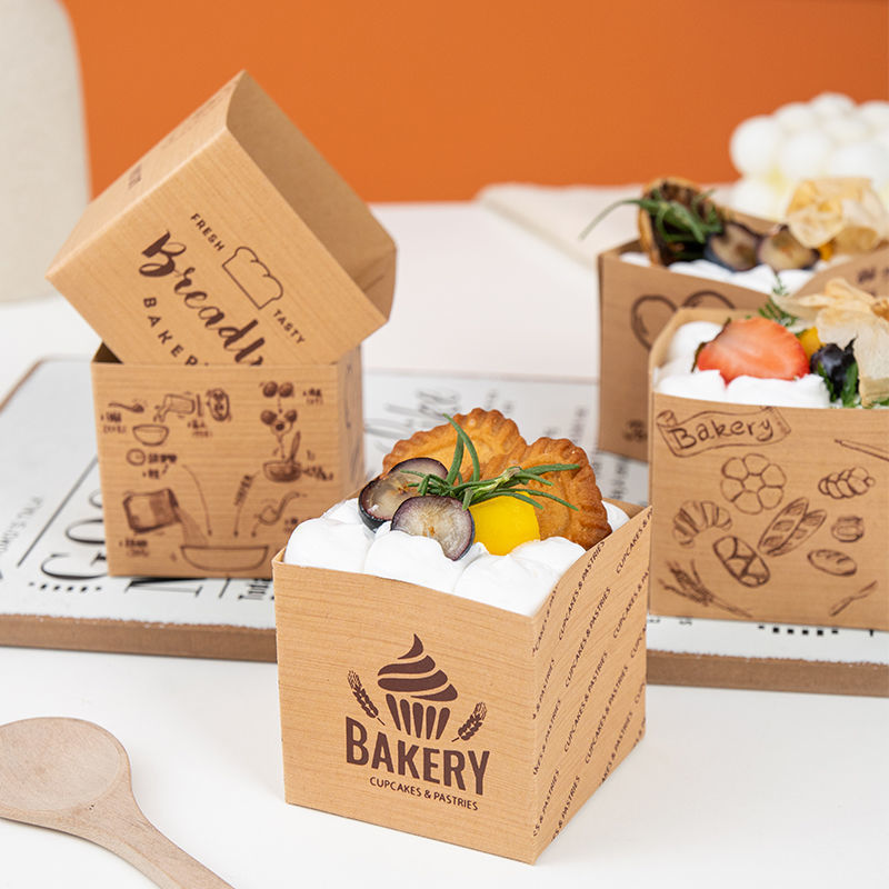 Eco-friendly Recyclable Kraft Paper Packaging Cake Box
