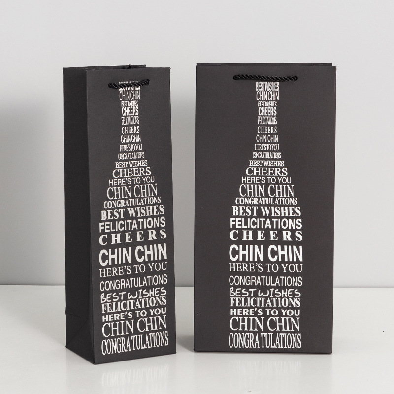 China Wholesale Custom Logo Printed Wine Paper Packaging Bags With Handles