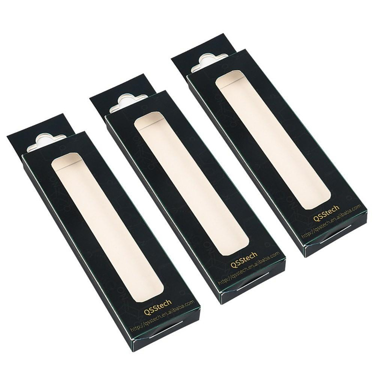 China Manufacturer Wholesale Transparent Window Black Card Box With Hook For Packaging