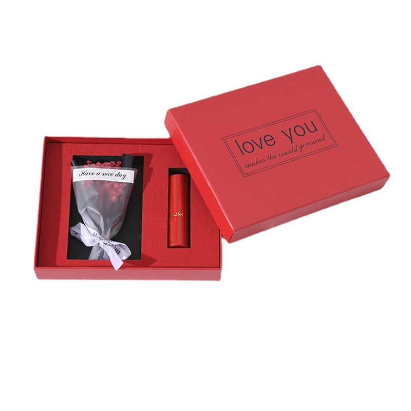 Customized Rectangular Lipstick Perfume Gift Box Wedding Favour Boxes Heaven and Earth Lid High-End Small Gift Box