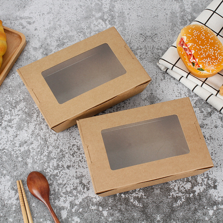 China Manufacturer Wholesale Eco-friendly Kraft Paper Packaging Food Box,Fast Food Snack Box With Window