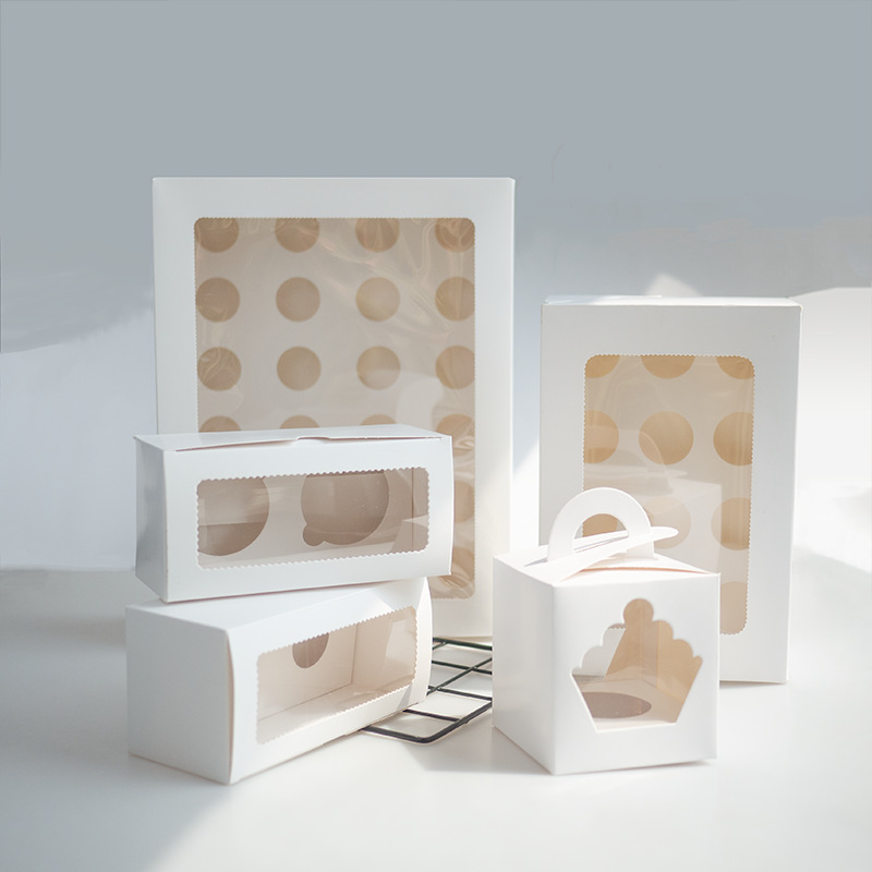 Wholesale Custom Folding Food Storage Packaging Packing Package Paper White Cardboard Box for Cookiey Macaron Donut Candy Cake Cupcake