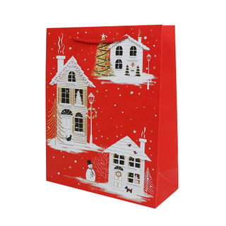 Customized Christmas White Kraft Festival Gift Paper Bag with Rope Handle Classic Style for Clothing Shoes Cake Bakery Shopping and Promotion Birthday