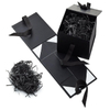 matte black rigid gift box with ribbon bow | collapsible packaging box with crinkle paper filler for wedding, birthday and corporate gifts