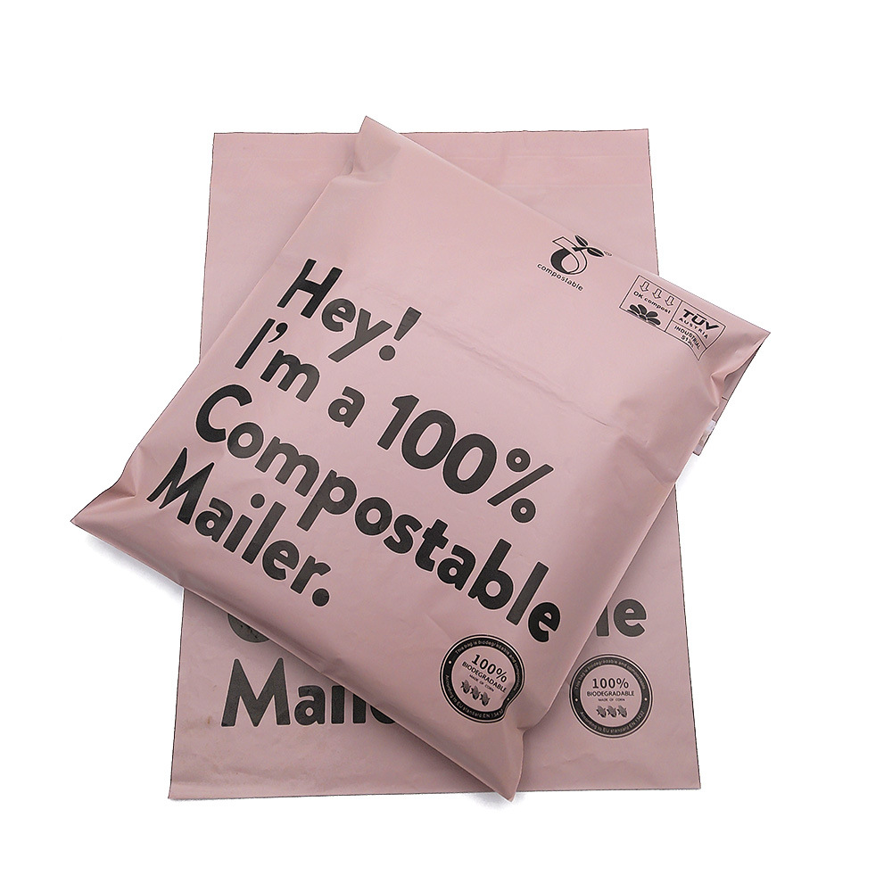 10X13′′+1.57′′ Custom Thank You Thanks Compostable Poly Mailer Corn Starch PBAT PLA Biodegradable Courier Mailing Shipping Packaging Bag