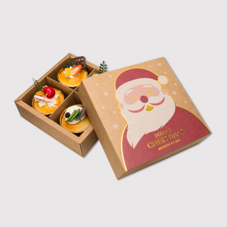 Wholesale Foldable Art Paper Packing Package Gift Box Printed And Laminated for Christmas Xmas Take Out Cake Cupcake Cookie Chocolate Macaron with Partition 