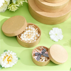 Kraft Paper Round Gift Boxes, Multi Size Stackable Circular Storage Boxes For Jewelry Cookie Festival Gift Packaging