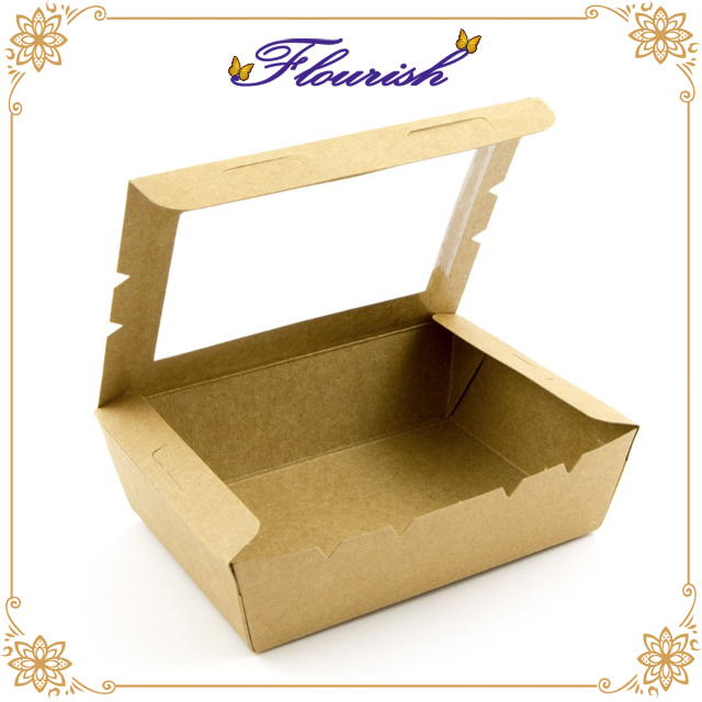 Recyclable Original Brown Kraft Paper Office Lunch Box with WIndow