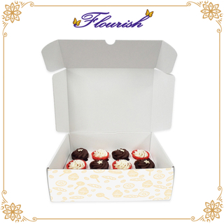 White Cardboard Sweet Baking Cookie Packaging Hinged Cover Box
