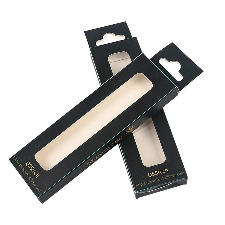 China Manufacturer Wholesale Transparent Window Black Card Box With Hook For Packaging