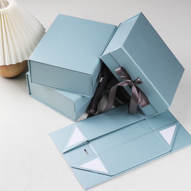 Wholesale Custom Logo Printed Folding Carton Box,Ribbon Closure Paper Gift Box