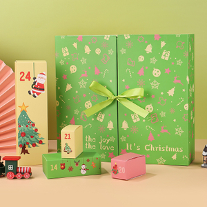 24 Days Blank Empty Advent Calendar Christmas Countdown Customized Packaging Paper Cardboard Carton Drawer Gift Case Box for Tea Chocolate Candy Makeup Lipstick