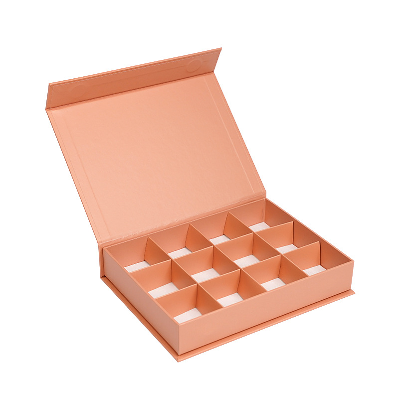 Book Shape Custom Gift Packaging Box Food Grade Cardboard Chocolate And Sweet Dessert Packing Box with Golden Paper Divider