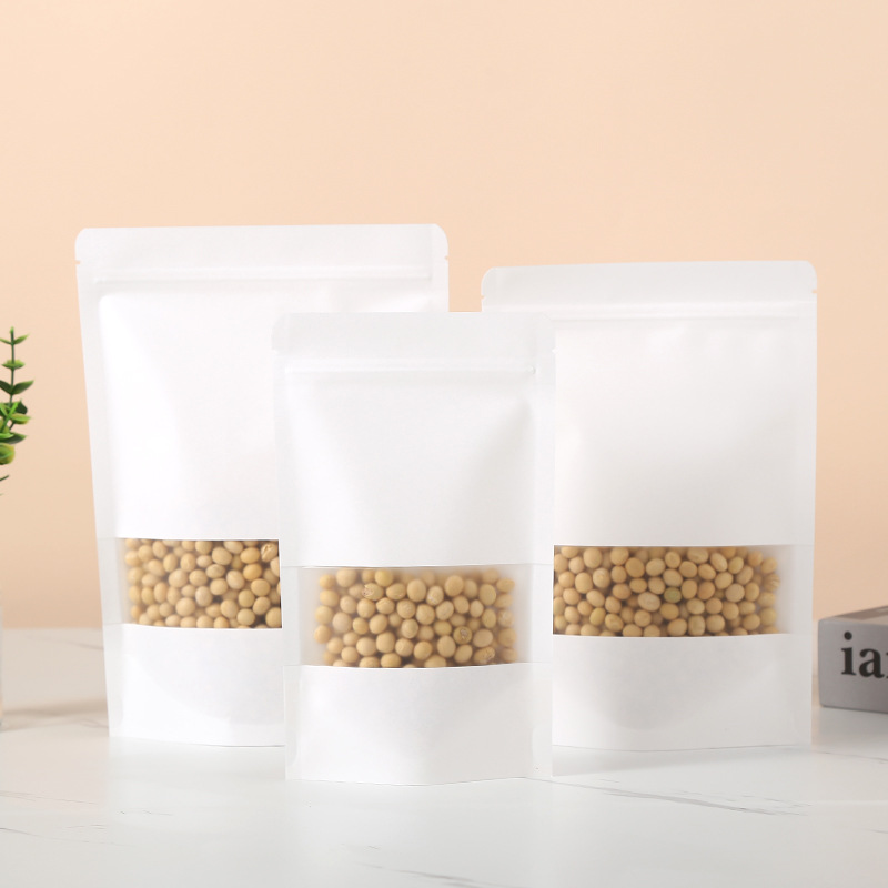 White Paper Packaging Sealed Bags,Custom Stand Up Paper Pouch