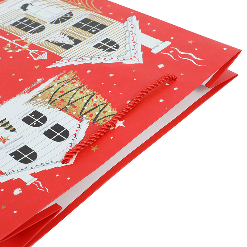 High-End Portable Christmas Gift Cardboard Paper Packing Packaging Shopping Bag Customized by China Factory with Matt Lamination Embossing Print Handling 