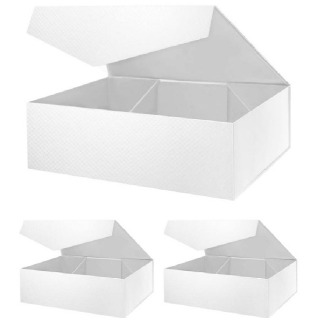 White Lattice Texture Collapsible Gift Box with Easy Folding for Gifting